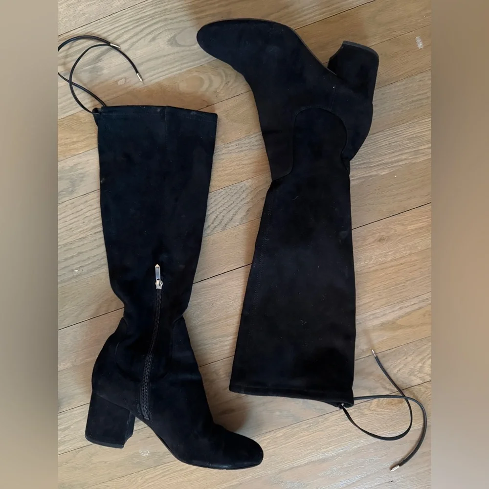 Sam Edelman Women's Vinney Boot Size 7 Block Heel Tall Black Stretch